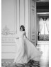 Boat Neck Beaded Ivory Lace Chiffon Wedding Dress